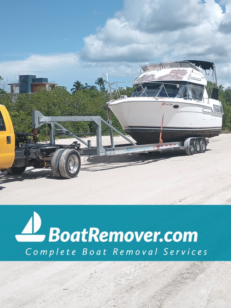 Boat Removal of 28ft Carver Yacht in Nokomis Florida