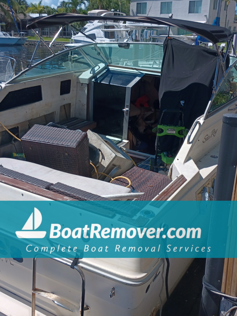 Pompano Beach Junk Sea Ray Boat Removal Taking on Water