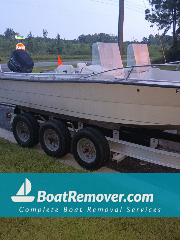 Broken Boat Trailer and Junk Boat Side of Road Jacksonville Callahan Florida