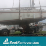 Fixed keel sailboat being trailered Crawfordville, panhandle, big bend Florida