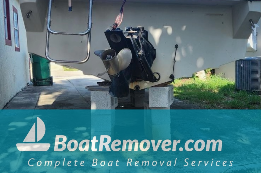 Junk Boat Removal from Side Yard in Lantana Florida