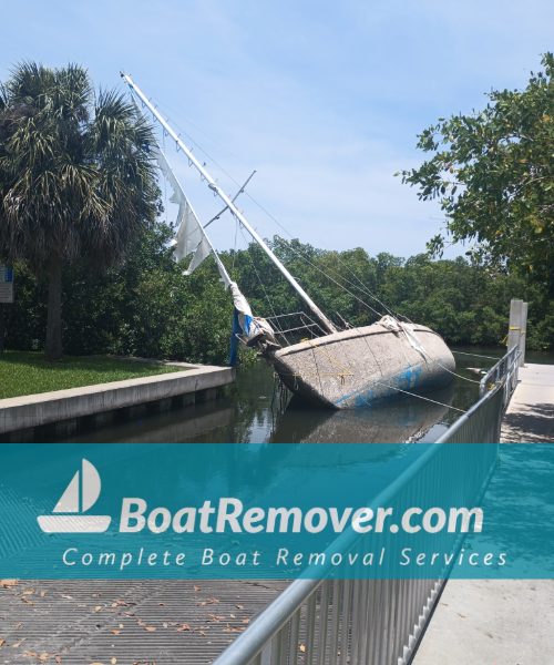 Sunken Sailboat St Pete - Coquina Key Blocking Boat Ramp