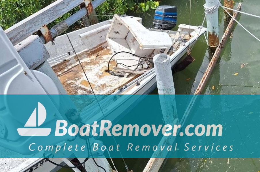 Submersed Boat Removal from Lift in Nokomis Florida Sarasota County