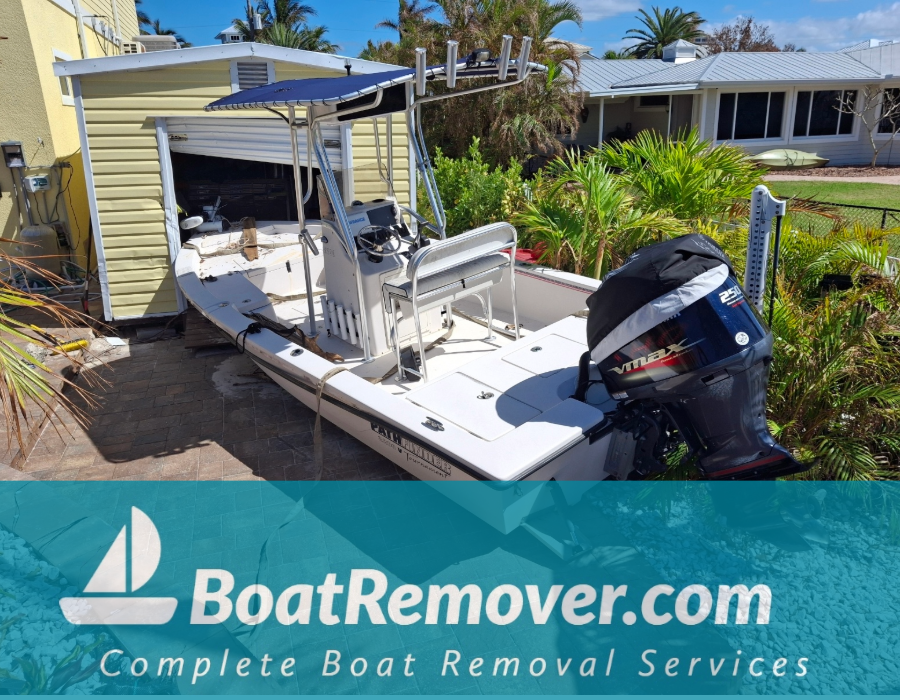 Punta Gorda Boat Removal Backyard